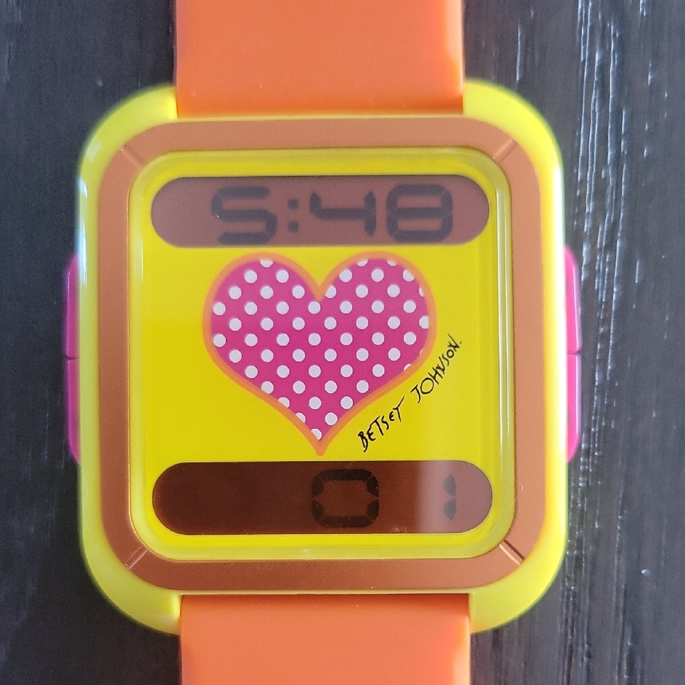 Betsey Johnson Watch Orange Yellow Retro Design